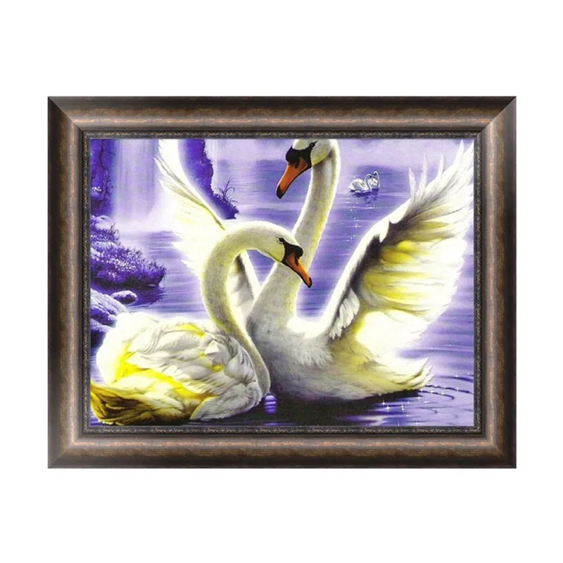 Swan Lake 5D Сделай Сам, трехмерная, полная, полимерная, алмазная, животное, вышивка крестиком, круглая, алмазная вышивка, цветок, цветение, Алмазная мозаика - Цвет: Swan Lake