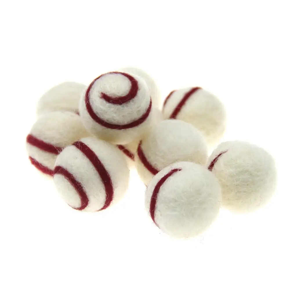 Wool Felt Ball Stripe 30mm Colorful Striped Felt Balls 10pcs Wool Pom Pom Gumball Craft Decoration DIY Christmas Accessories