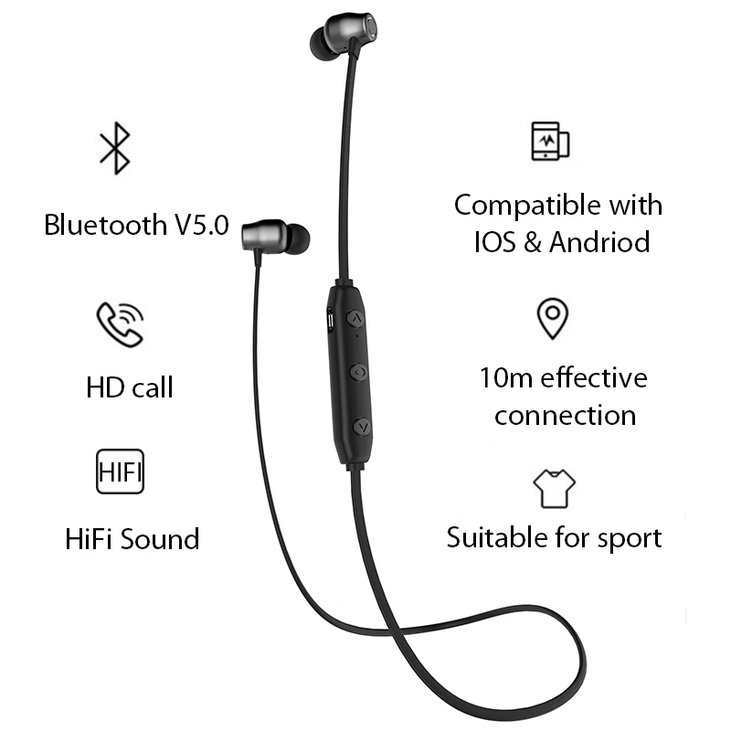 ROCKSPACE Игровые наушники Bluetooth 5,0 с шейным ремешком, наушники-вкладыши, аудио с микрофоном, гарнитура с насыщенными басами для спорта, наушники