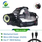 Светодиодный налобный фонарь COB XM L2 с зарядкой от USB, налобный фонарь с фокусировкой, водонепроницаемый налобный фонарь, лампа для кемпинга, рыбалки, охоты, 18650