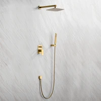 brass brushed gold shower set dark wall mounted hot and cold embedded in hiddenbathroom shower system