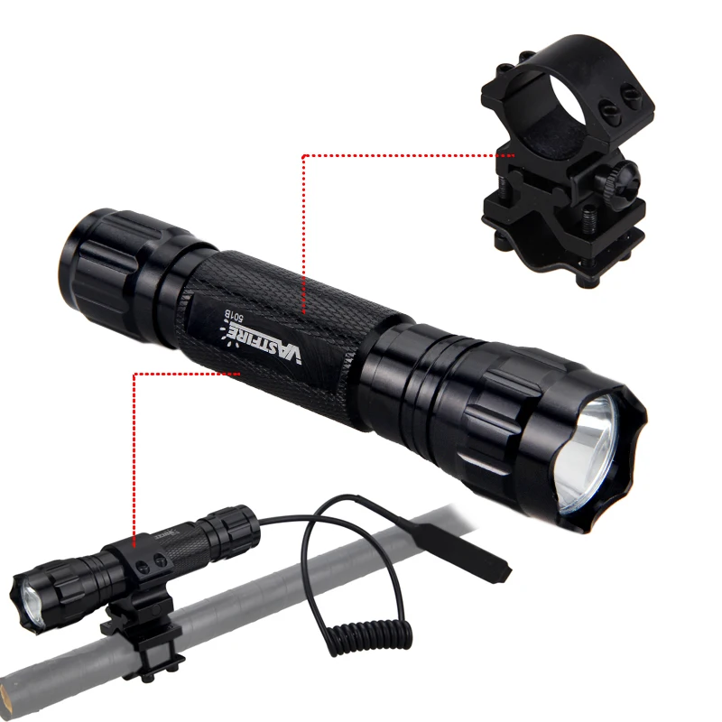 Тактический военный светодиодный фонарик T6 18650 лм охотничий с питанием от