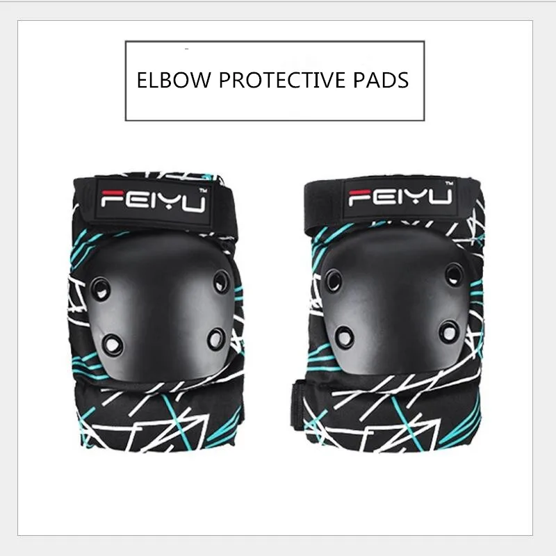 elbows Защитные накладки FEIYU для коленей, резиновые и хлопковые, для скейтборда, роликовые защитные накладки, черные защитные накладки для взрослых - Цвет: elbows