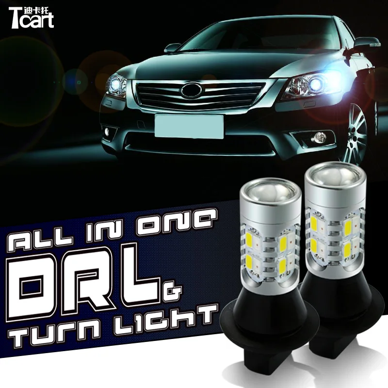 Tcart светодиодный DRL Дневной светильник поворотники BAU15S PY21W Автомобильный лампы
