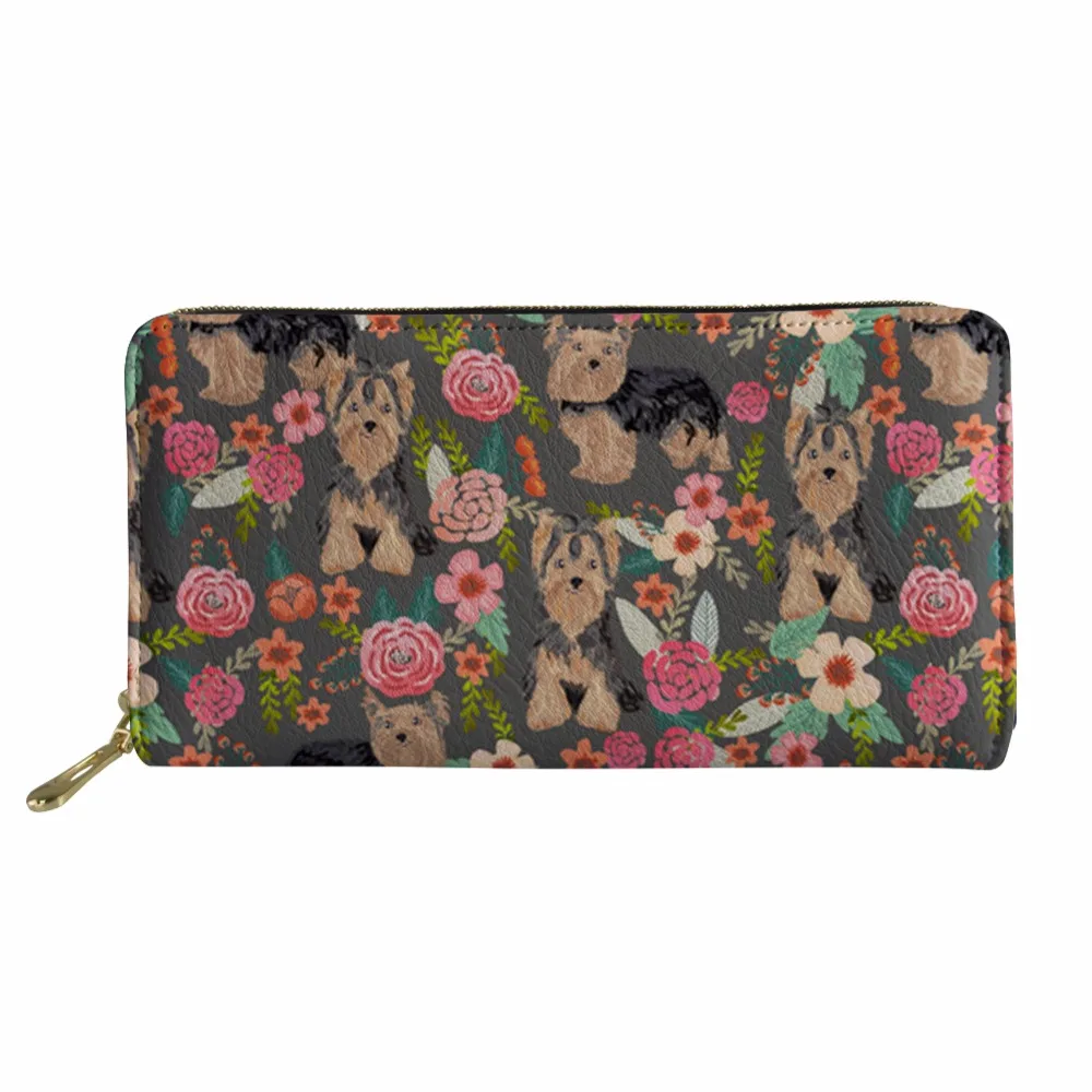 Длинный кошелек из искусственной кожи женские кошельки для щенков Yorkie карман