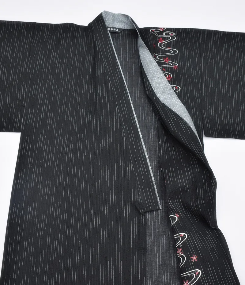 Мужское кимоно Yukata пижама халат хлопковый Халат с вышивкой японский стиль