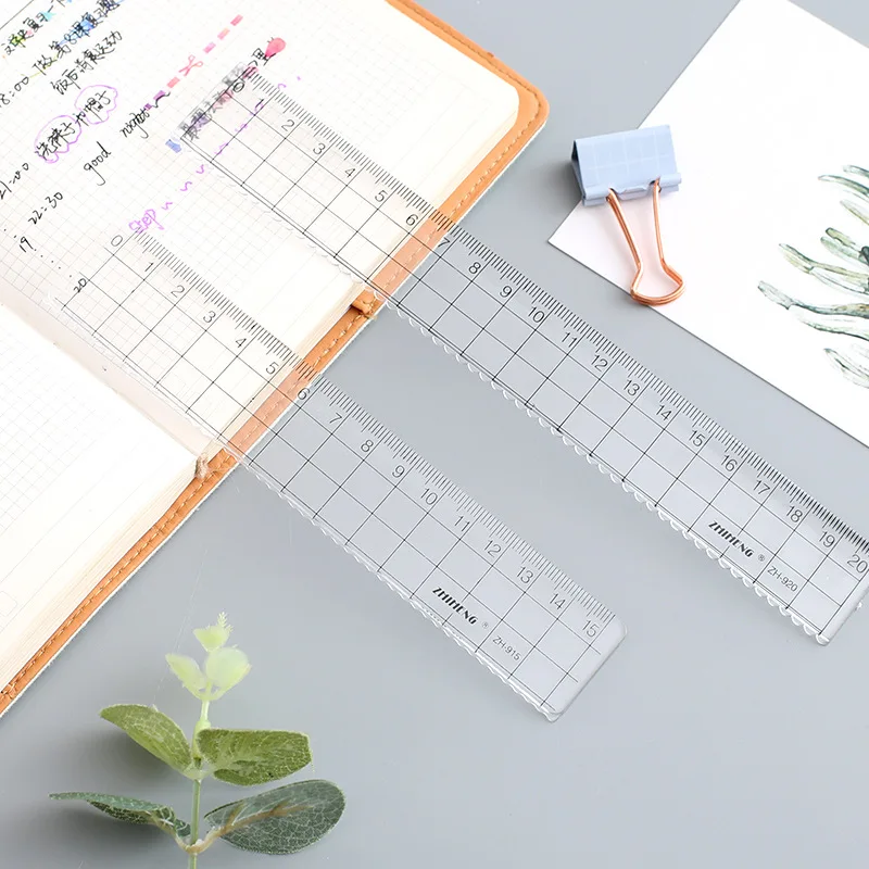 1Pcs New 15cm 18cm 20cm Transparent Simple Ruler Acrylic Learn Stationery Drawing Supplies Straight | Канцтовары для офиса и