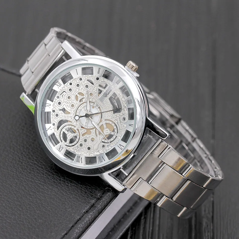 Мужские часы 2018 люксовый бренд montre homme новые золотые серебряные сплав Полые
