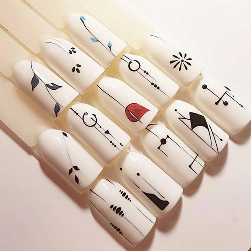 Фирменная Новинка Водные Наклейки для ногтей Стикеры черный простой образ DIY Nail