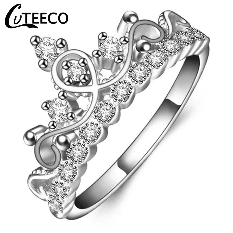 CUTEECO серебристый цвет прозрачный CZ обручальное кольцо для женщин подходит бренд кольца горячая Распродажа ювелирное обручальное кольцо дропшиппинг - Цвет основного камня: AJ1022