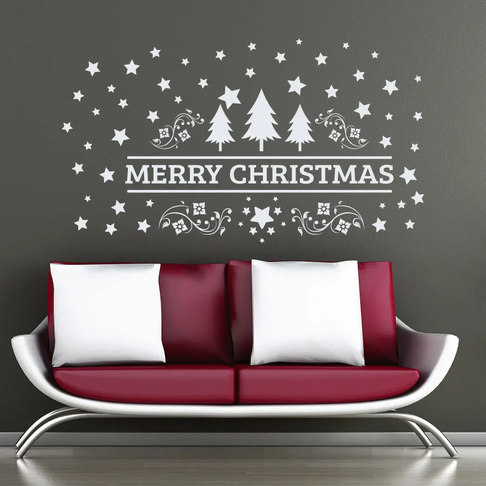 

2017 Merry Christmas Wall Decal Tree Vinyl Wall Sticker For Kids Room Nursery Home Art Decor Shop Door Window Decals Vinilos