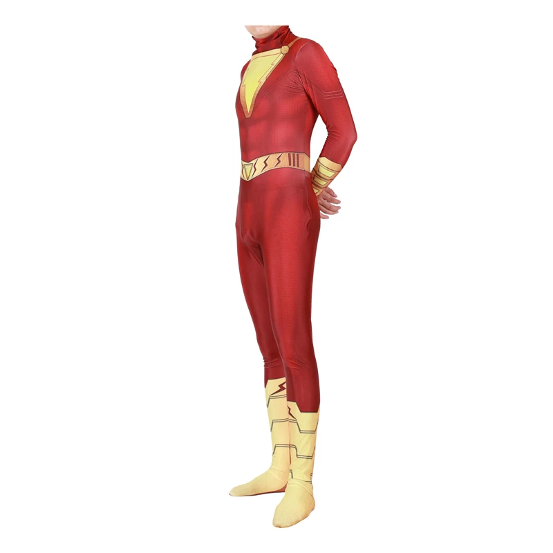 2020 фильм Капитан Shazam Костюмы для косплея Билли Бэтсон спандекс Zentai взрослых и