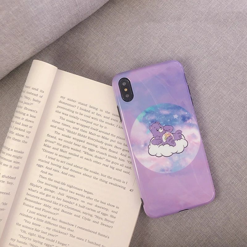 GlamPhoneCase милый мультяшный Фиолетовый Медведь чехол для телефона iPhone 6 6S 7 8 Plus XS Max XR X