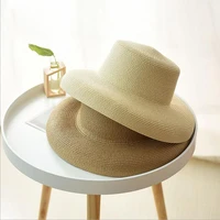 2019 new arrival summer outing straw hat lady fashion version wide brim beach hat anti ultraviolet sun hat folding cap