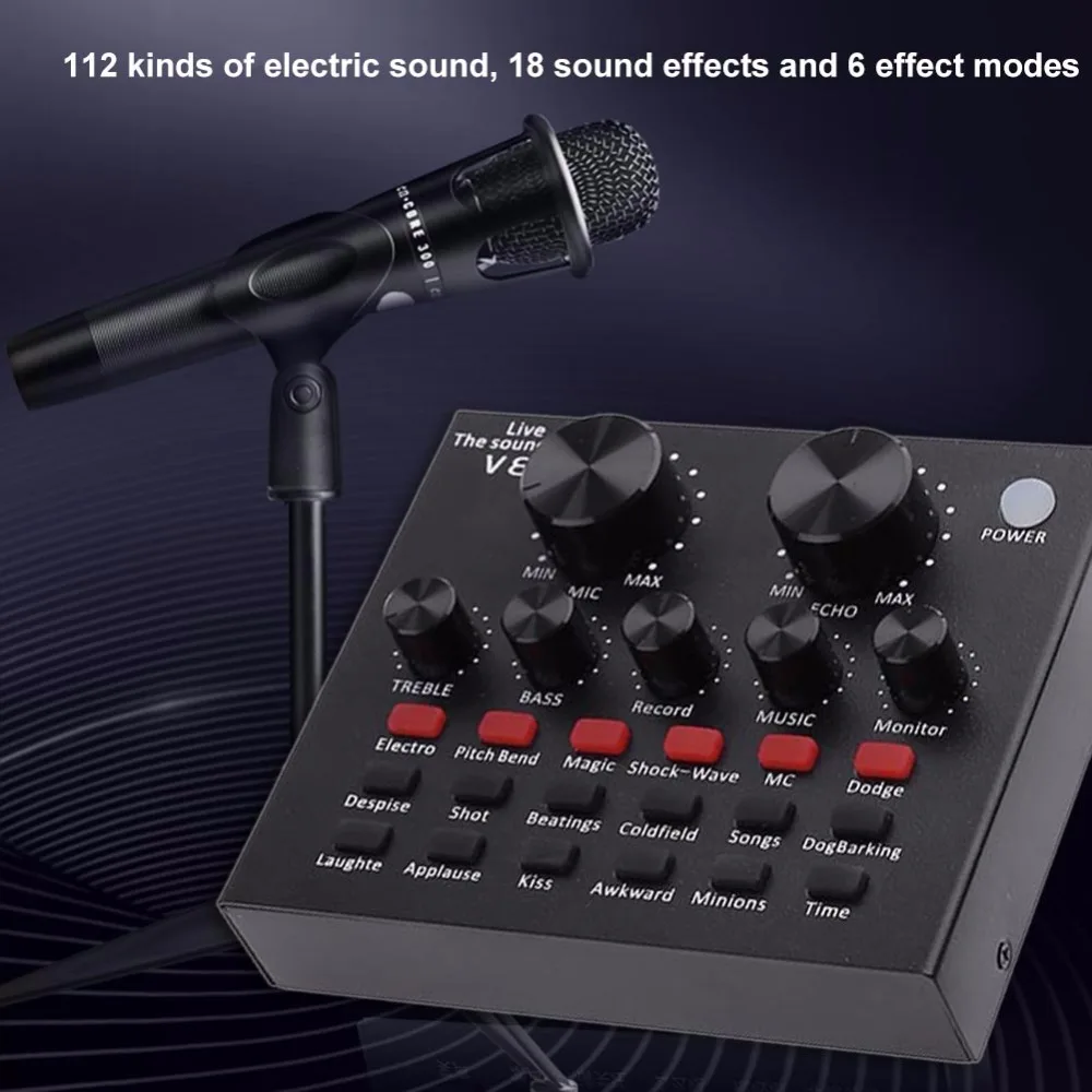 Живая звуковая карта V8 аудио Внешняя USB гарнитура микрофон прямая трансляция Звуковая карта для мобильного телефона компьютера ПК