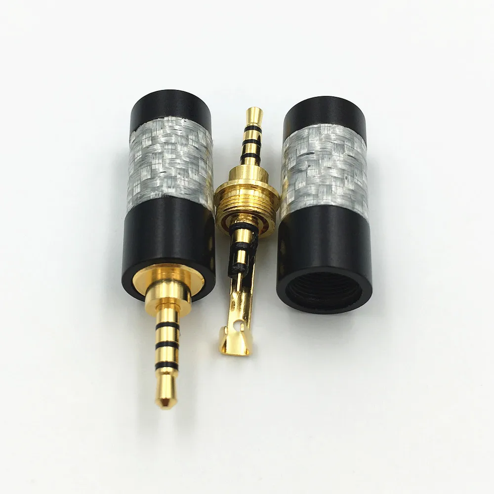 Фото 2Pcs High Quality Carbon Fiber Shell 2.5mm 4Pole Audio Male Plug Solder DIY Connector for 6MM Headphone Speaker Cable Adapter 2Pcs High Quality Carbon Fiber Shell 2.5mm 4Pole Audio Male Plug Solder DIY Connector for 6MM Headphone Speaker Cable Adapter