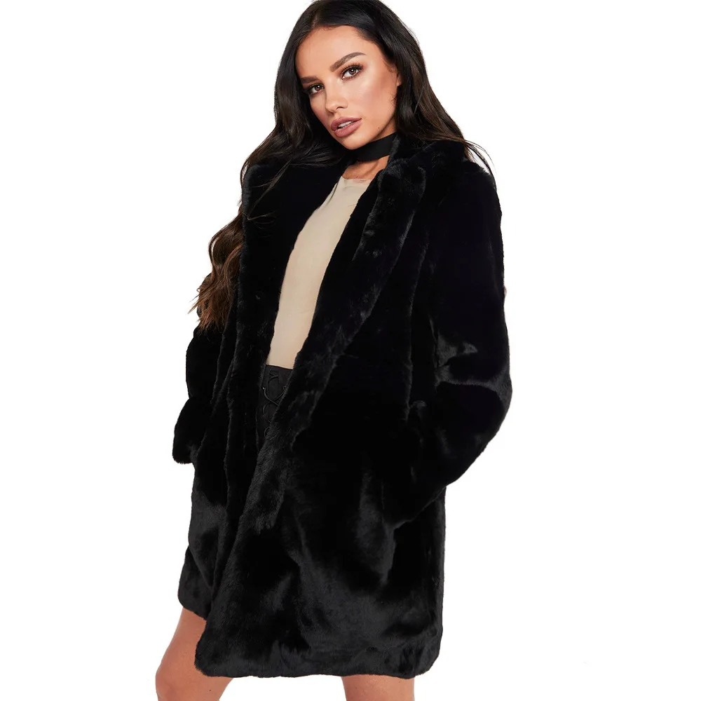 European fashion for women Faux fur coat 2019 Autumn winter warm plush Teddy jacket women Fur coat Large size coat party 1988