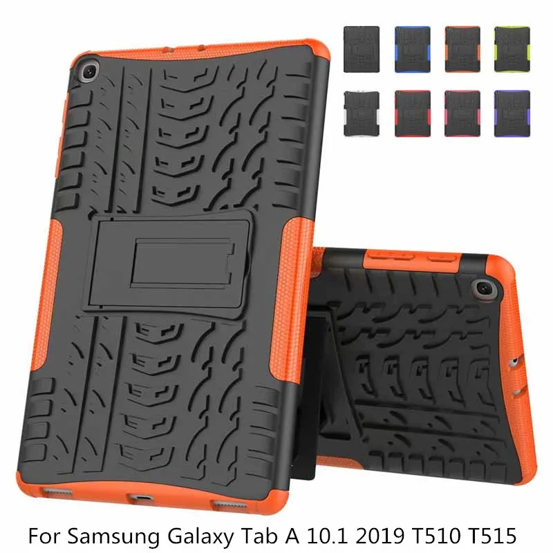 

Hybrid Armor Silicone + hard shell Cover For Samsung Tab A 10.1 2019 T510 T515 Stand Protective ShockProof Tablet Case + film