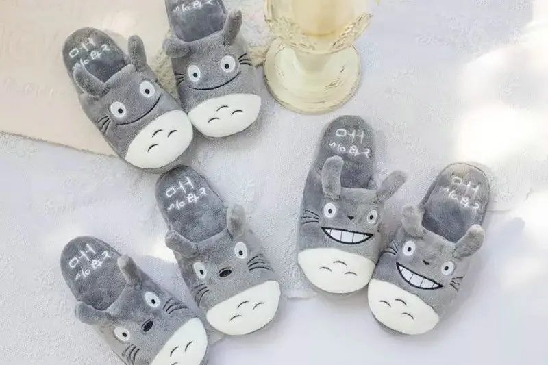 Totoro/милые женские/мужские домашние тапочки с котом из мультфильма; домашние тапочки для спальни; удобная теплая зимняя обувь