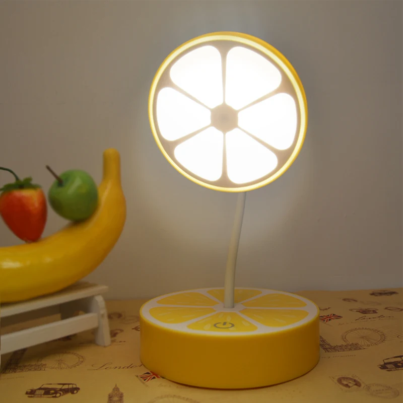 구매 [과일 테이블 램프] 크리 에이 티브 만화 과일 어린이 침실 충전 LED 램프 우유 램프를 먹이
