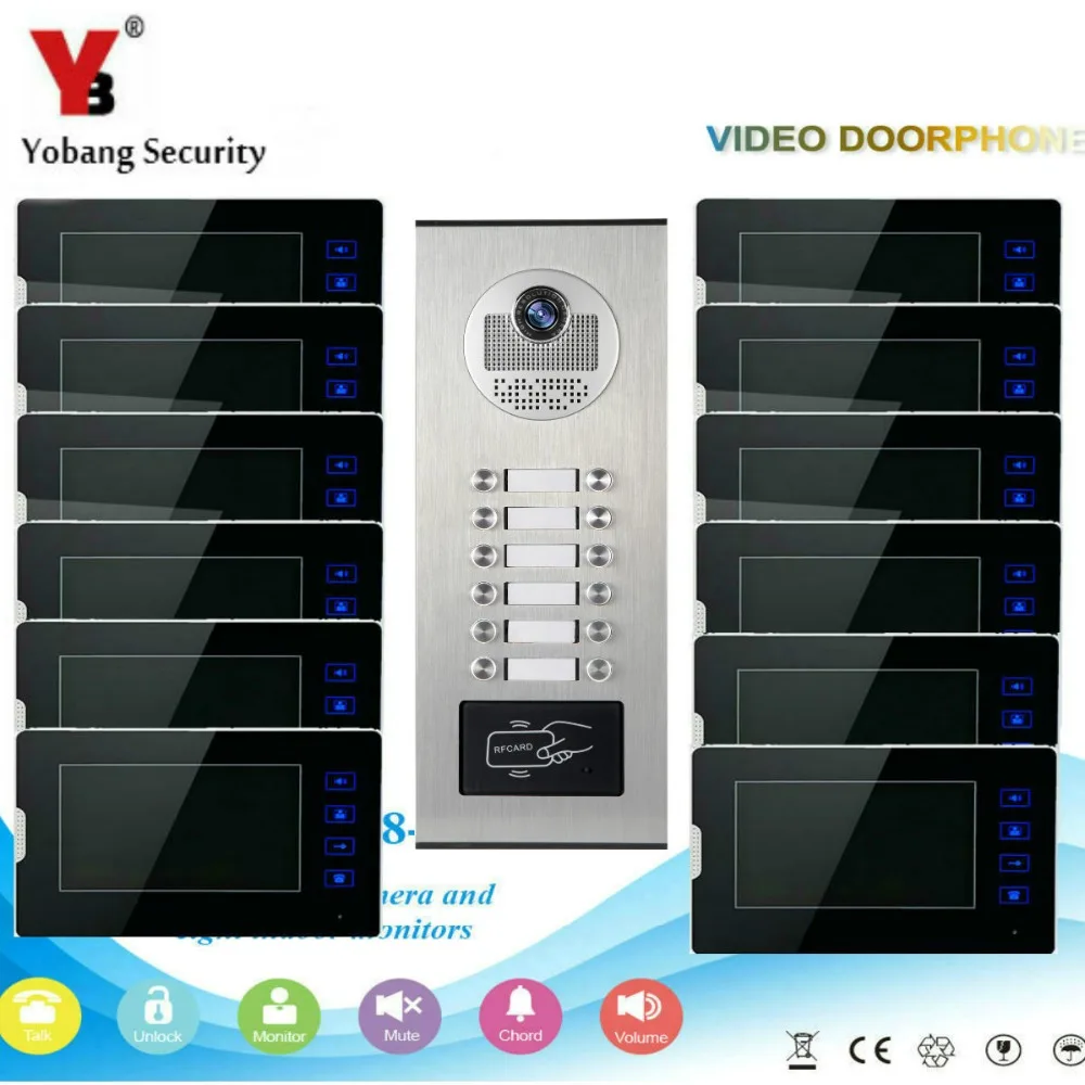Yobang безопасности видео дверной звонок 7 &quotLCD сенсорный экран Индуктивная карта