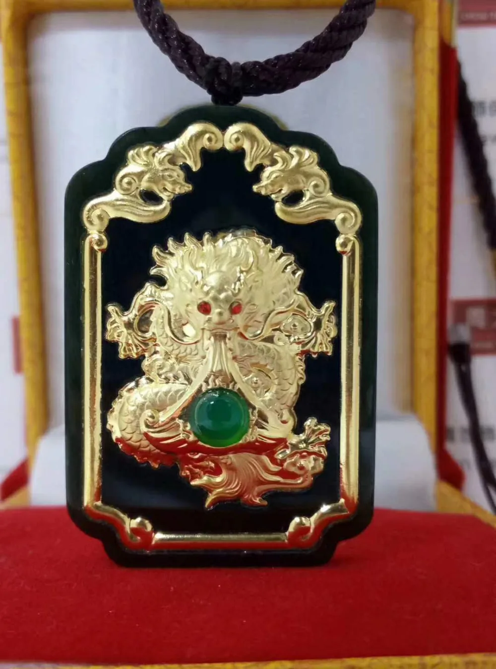 

Hetian Jade Good Luck Top Quality Men Women Necklaces Hetian jade pendant of gold Moyu Golden Dragon Pendant