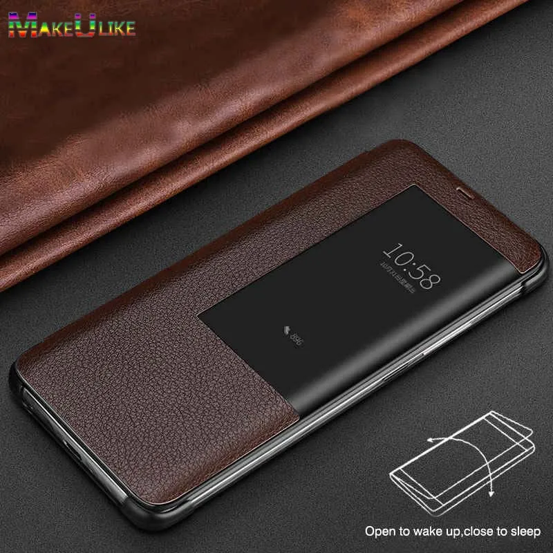 Умный чехол MAKEULIKE из натуральной кожи для huawei mate 20 Pro, флип-чехол, Автоматический Режим сна/пробуждения, чехол для телефона huawei mate 20 20Pro