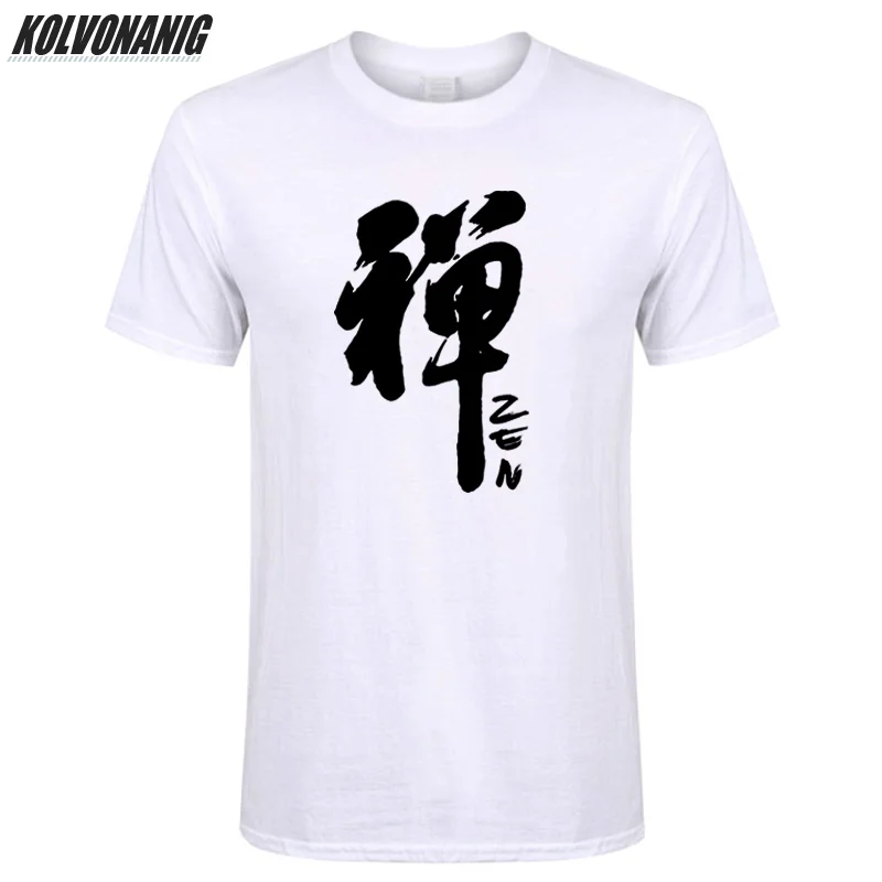 Chinese Calligraphy Zen Word Graphic Print Men's Clothing O-Neck Short Sleeve T-Shirt High-Quality China Culture Street Tees Top | Мужская