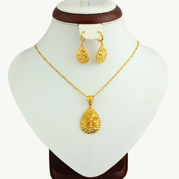 Новый Эфиопии комплект ювелирных изделий золото цвет ожерелье/серьги/подвеска