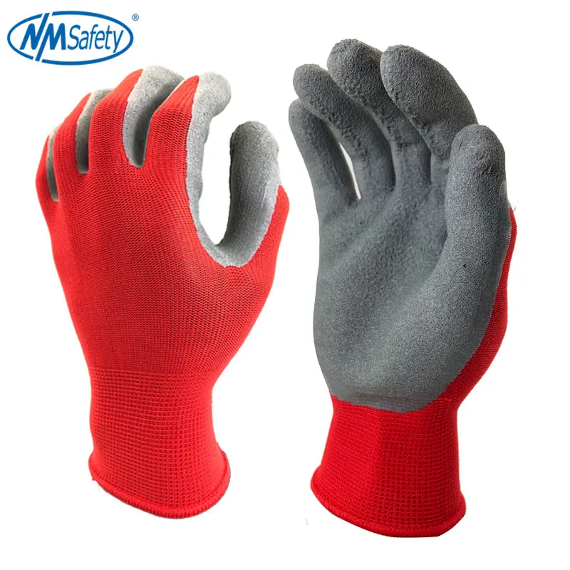 NM1350F- RBLK8 NMSafety защитные рабочие перчатки для садоводства с красочным полиэстером погружающийся поролон латексные безопасные рабочие перчатки - Цвет: NM1350F- RBLK8