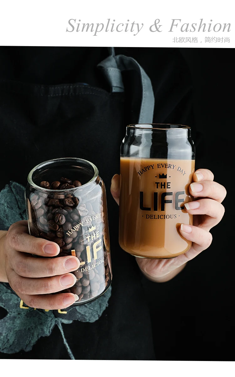 350ML Creative Cola Can Fruit Juice Milk Glass Water Cup Coffee Mugs Heat-resistant Cold Ice Cream Drink Cups Home Bar Supplier