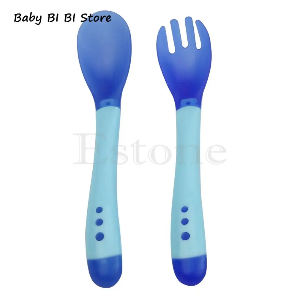 

New Heat Sensing Thermal Feeding Spoon Baby Kids Weaning Silicone Head Tableware