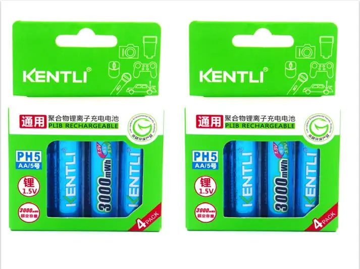 KENTLI 4 шт.лот, стабильное напряжение, 3000 МВтч, батарейки АА, 1,5 В, аккумуляторная батарея, литий-полимерная литий-ионная батарея для камеры и т. ... (art.: 7a567cb3a) - 7a567cb3a