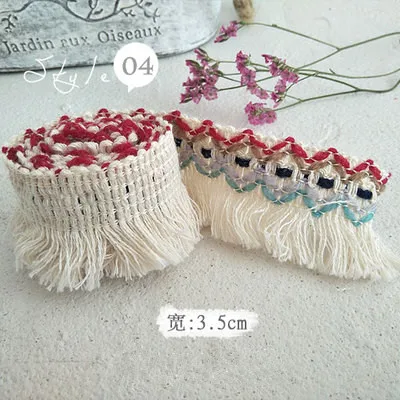 04 3,5 см ширина+ хлопок цвет белый кружево ручной работы diy аксессуары лента уха тканая кружевная скатерть кисточки для занавески - Цвет: 04