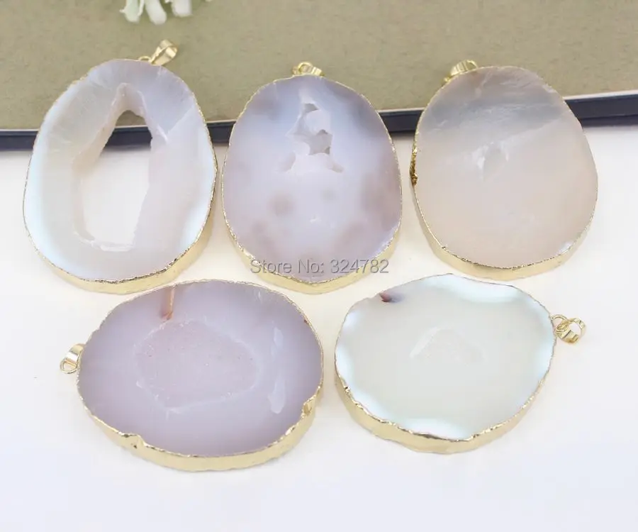 5 шт. Натуральный Druzy Geode камень подвеска бисер натурального цвета для