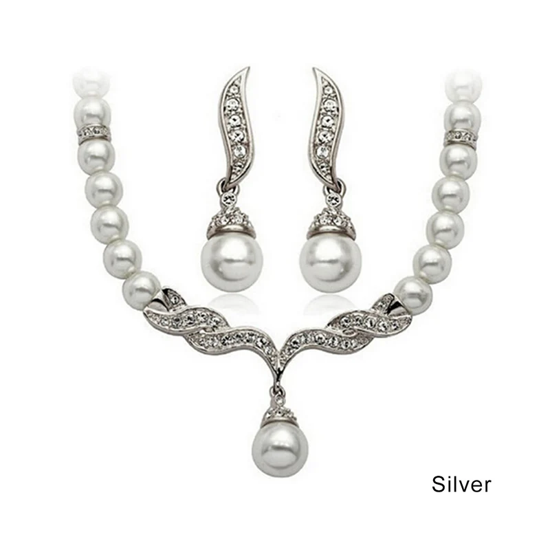 Fashion Women Korean Version Of The New Pearl Necklace Suit Bride Wedding Jewelry Elegant Temperament Earrings Necklace Sets