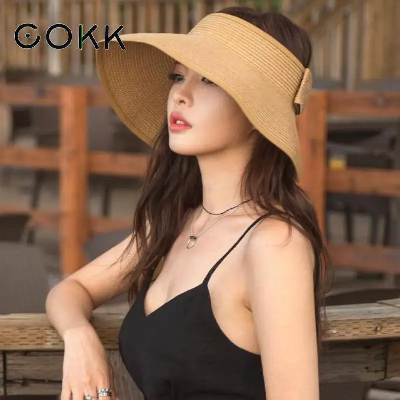 COKK, фирменная новинка, весна-лето, кепки, складные, широкие, с большими полями, шляпа от солнца, пляжные шляпы для женщин, соломенная шляпа