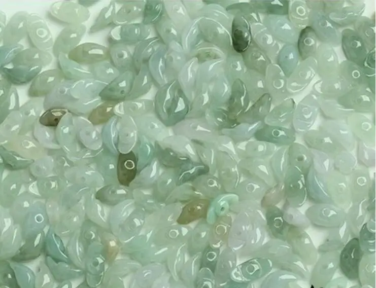 Natural authentic Burmese jadeite a goods green and white transport Beads Bead Road Tong jade DIY Bracelet | Украшения и