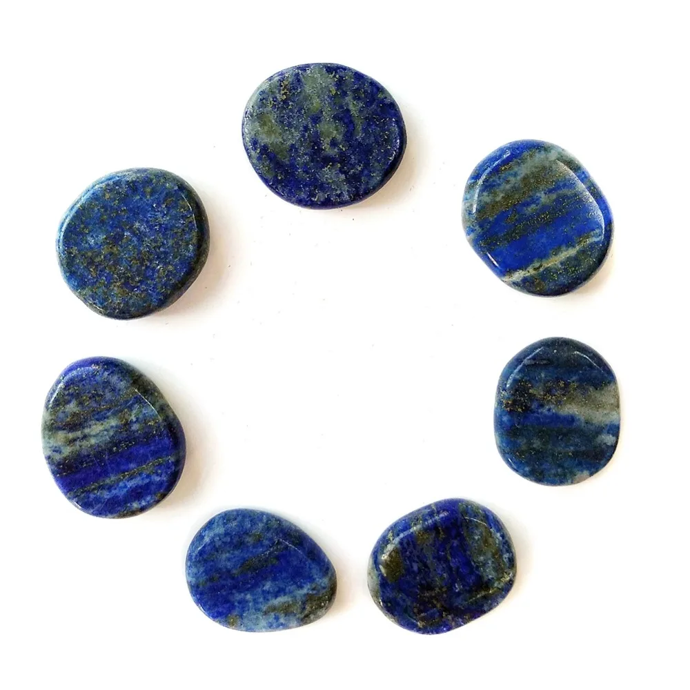 

7 pcs Polished Blue Lapis Lazuli Stones Bulk Afghanistan Natural Palm Stone Set Healing Crystals Home Fengshui Decor