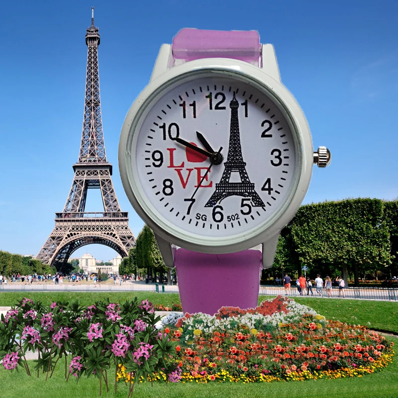 Романтические женские часы love Paris Tower детские в форме сердца для девочек