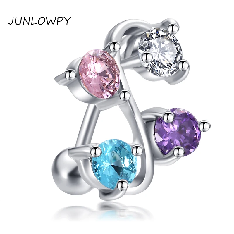 Женские кольца JUNLOWPY из нержавеющей стали 14 г с пуговицами для живота пирсинг