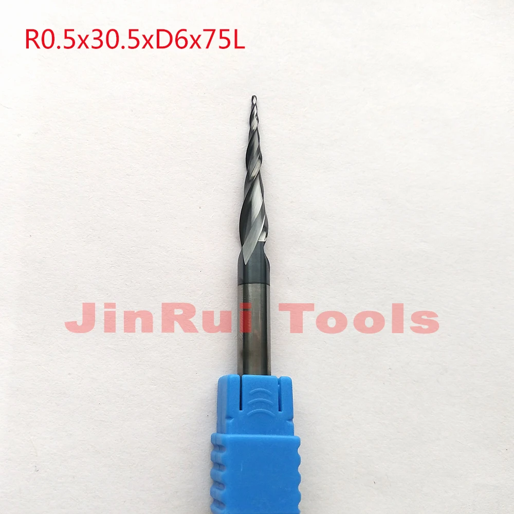 1 шт. r0 5 * D6 30 75L 2F HRC55 вольфрамовые твердосплавные конические концевые фрезы с