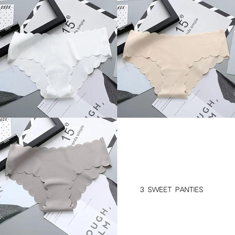 White Apricot Gray 3 шт., сексуальные трусики, женские бесшовные трусики, дамское нижнее белье, интимное женское нижнее белье для женщин, сексуальные трусы, женские бесшовные трусики - Цвет: White Apricot Gray