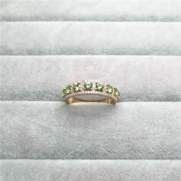Потрясающее круглое обручальное кольцо Tsavorite из розового золота 14kt толщиной 3