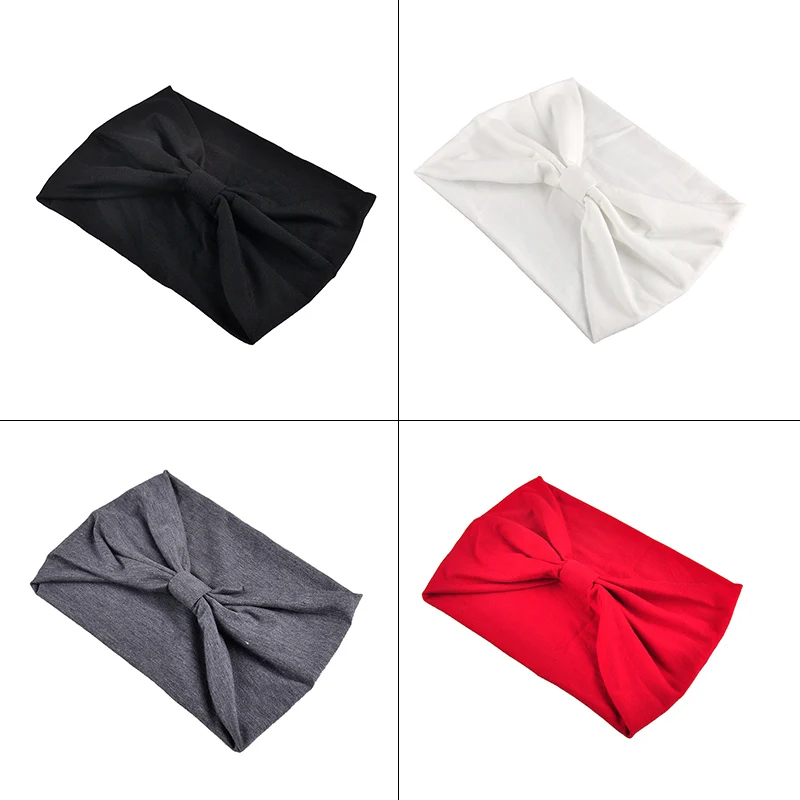 Yoga Bandanas Girls Headwear Variety of Wear Method Cotton Sports Bandeau Elastic Hair Turban Wide Headbands 9 Colors | Спорт и