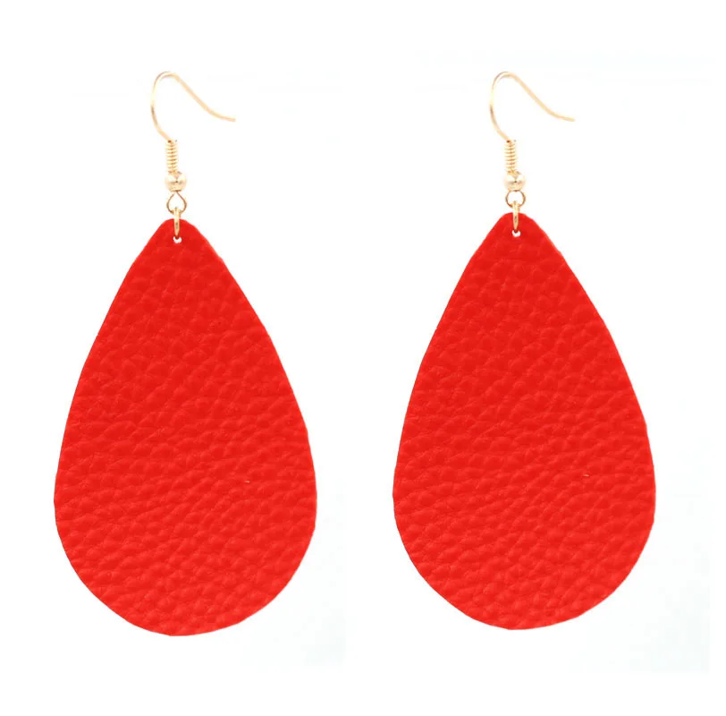 Hot Selling Classic Secquin Pu Leather Big Water Drop Dangle Earrings Bohemia Statement TearDrop | Украшения и аксессуары