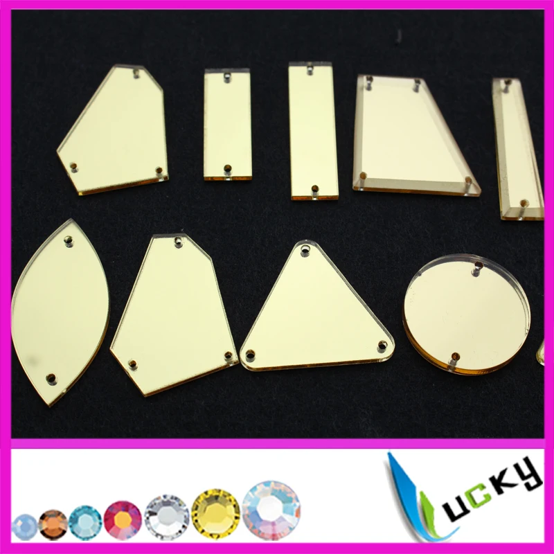 100 шт. высококачественные зеркальные Акриловые акриловые стразы с отверстиями