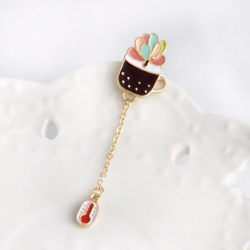 Модные Мультяшные сочные броши в горшке из металлического сплава алоэ вера