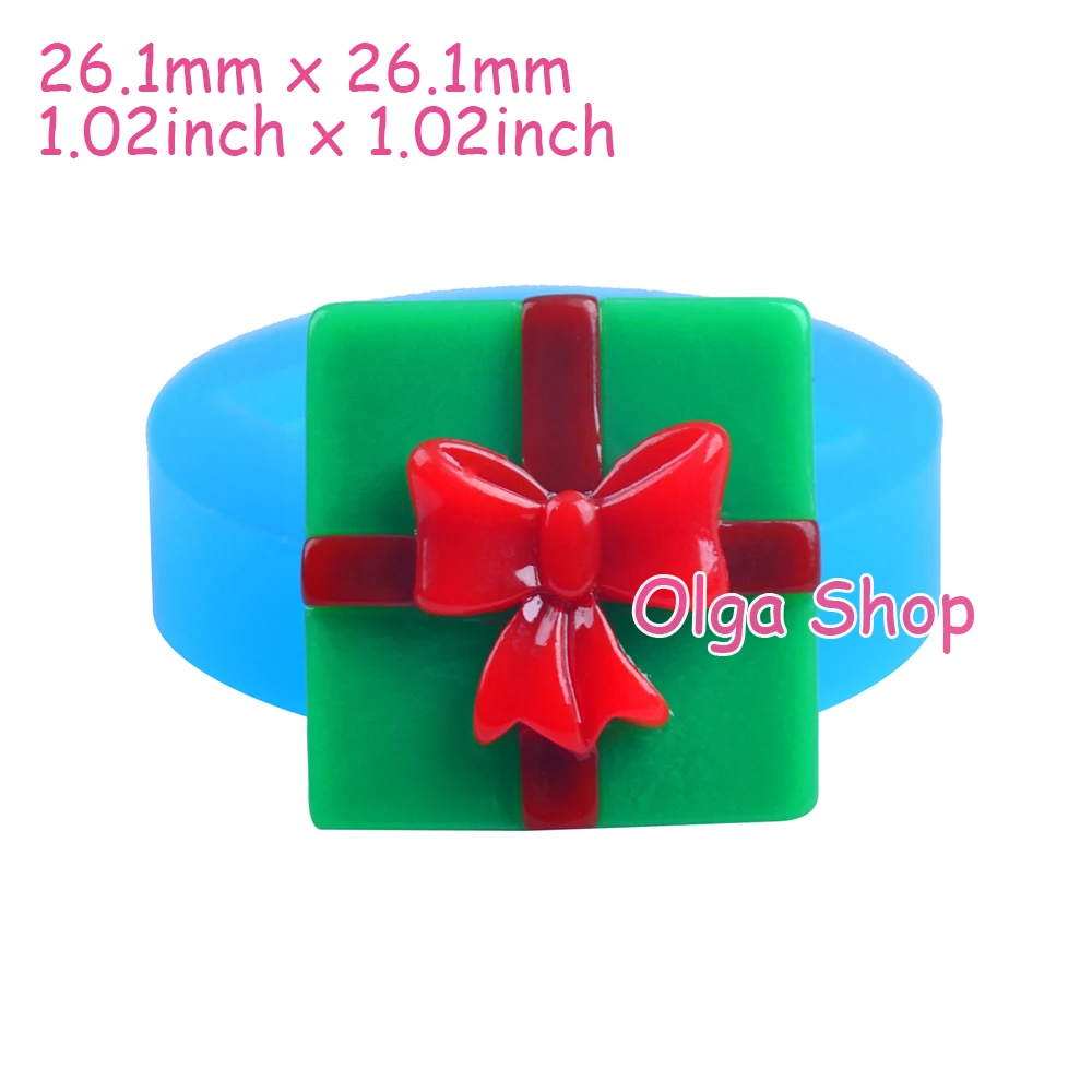 JYL212 27mm Chrismans Present Mold - Gift Box with Bow Silicone Fondant Chocolate Cookie Biscuit Clay | Дом и сад