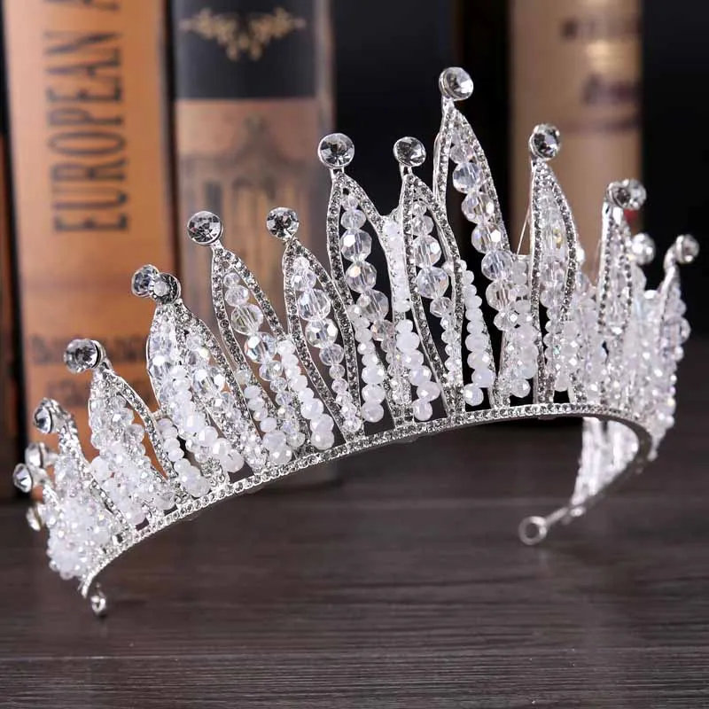 Роскошный Большой Кристалл Стразы свадебная тиара Коронки Принцесса Queen
